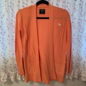 Abercrombie & Fitch Peach Long Length Open Cardigan with Pockets- Size XS